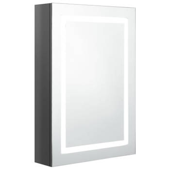 vidaXL Badkamerkast met spiegel en LED 50x13x70 cm glanzend grijs