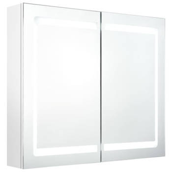 vidaXL Badkamerkast met spiegel en LED 80x12x68 cm glanzend wit