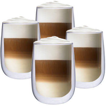 Latte Macchiato Glazen - Dubbelwandige Koffieglazen - Cappuccino Glazen - 450 ML - 4x