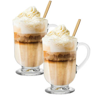 Latte Macchiato Glazen - Koffieglazen - Cappuccino Glazen - Cappuccino Kop -310ML - + Gratis Lepels - Set van 2