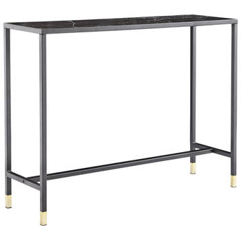 Dipp sidetable 30x100 cm glas zwart marmor decor.