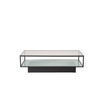 Maglehem salontafel met plank 60x130 cm glas.