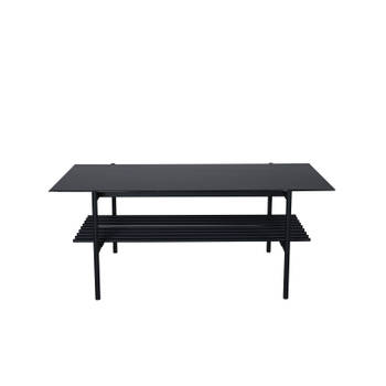 VonStaf salontafel met plank 60x120 cm glas zwart marmor decor.