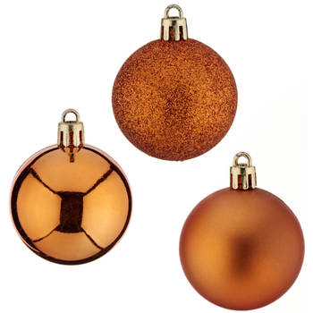 Krist+ Kerstballen - 8x ST - oranje - kunststof - 5 cm - mix - Kerstbal