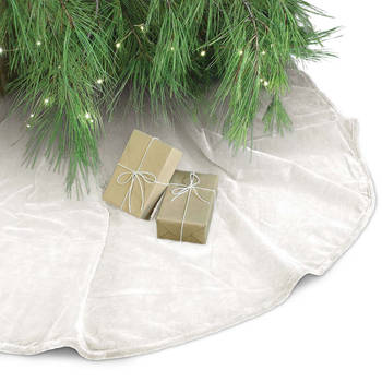 Unique Living Kerstboomrok - creme wit velvet - D120 cm - polyester - Kerstboomrokken