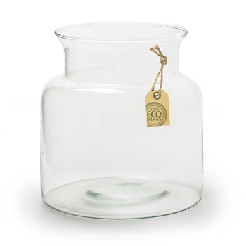 Transparante lage melkbus vaas van eco glas 19 x 20 cm - Vazen