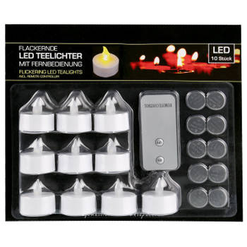 10x LED theelichtjes/waxinelichtjes 3,5 cm inclusief afstandsbediening - LED kaarsen