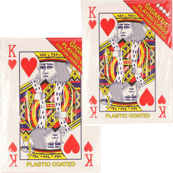 XL Speelkaarten 2x pakjes rood 20 x 28 cm - Kaartspel