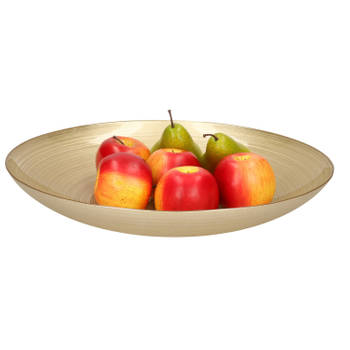 Decoratie schaal/fruitschaal van glas goud rond D40 cm - Fruitschalen