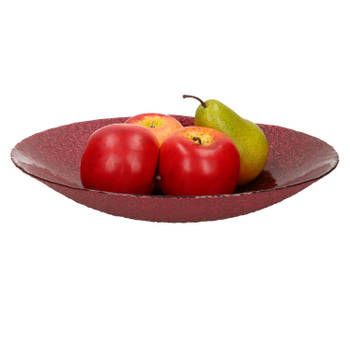 Decoratie schaal/fruitschaal van glas rood rond D30 x H6 cm - Fruitschalen