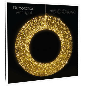 Metalen krans/verlichte decoratie ring met warm wit licht 50 cm - kerstverlichting figuur