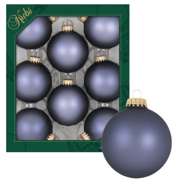 Kerstballen - 8x stuks - blauw/velvet stone blue - 7 cm - glas - Kerstbal