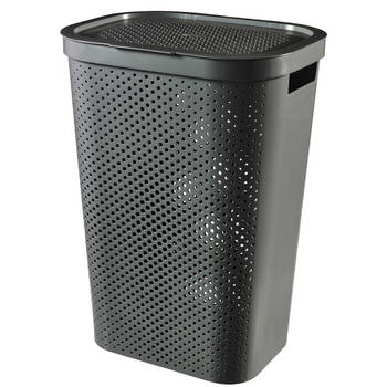 Curver Infinity Recycled Dots Wasmand met deksel - 60L - Antraciet