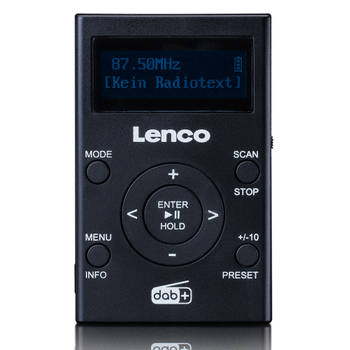 Pocket DAB+/ FM radio en MP3 speler Lenco PDR-011BK Zwart