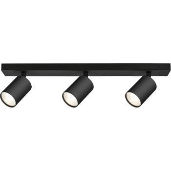 LED Plafondspot - Brinton Betin - GU10 Fitting - 3-lichts - Rond - Mat Zwart - Kantelbaar - Aluminium - Philips -