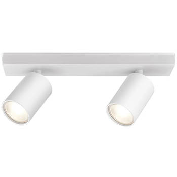 LED Plafondspot - Brinton Betin - GU10 Fitting - 2-lichts - Rond - Mat Wit - Kantelbaar - Aluminium - Philips - CorePro