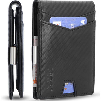 ONYX® Pasjeshouder Wallet - Heren Portemonnee - 11 Pasjes + Briefgeld - Carbon Leer - RFID Veilig - Zwart