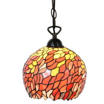 LumiLamp Hanglamp Tiffany Ø 24x170 cm Oranje Metaal Glas Rond Hanglamp Eettafel Oranje Hanglamp Eettafel