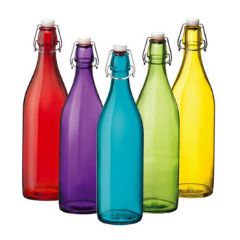 Sareva Gekleurde Beugelflessen Set - Set van 5 gekleurde flessen