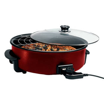 We Houseware Elektrische Hapjespan 42 cm - Pizza pan - Regelbare thermostaat - Met deksel - Paella pan