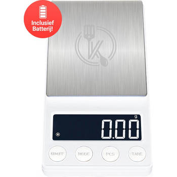 Kitchenwell digital mini precision kitchen scale white - 0.01 to 200 grams