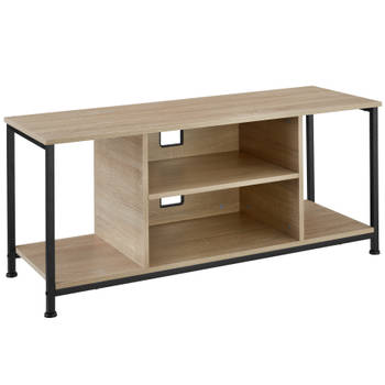 tectake - TV-meubel met 4 open vakken en verstelbare plank - industrieel lichtbruin - afm. 110 x 40 x 50,5 cm - 404643