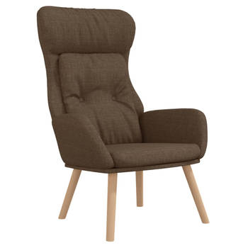 The Living Store Fauteuil - Comfortabele relaxstoel - Bruin - 70 x 77 x 94 cm - Metaal en rubberwood