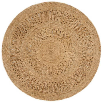 vidaXL Tapijt rond 90 cm gevlochten jute