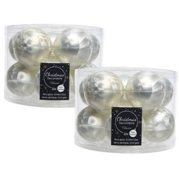 20x stuks glazen kerstballen wit ijslak 6 cm mat/glans - Kerstbal