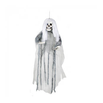 Horror hangdecoratie spook/geest pop wit 80 cm - Halloween poppen