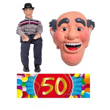 Abraham pop met masker en 50 jaar sticker - Feestdecoratievoorwerp