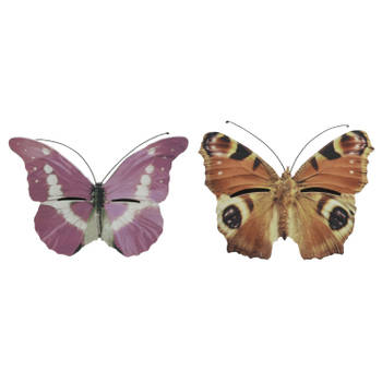 Set van 2x stuks bruin/oranje en roze vlinder insectenhotels 20 cm - Insectenhotel