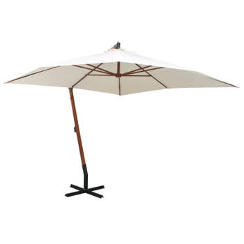 vidaXL Zweefparasol met houten paal 300x300 cm wit