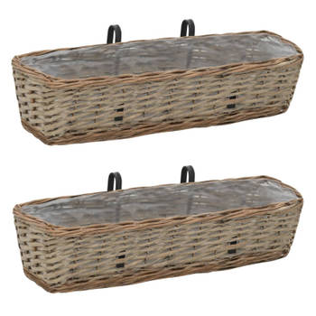 vidaXL Balkonbakken 2 st 60 cm wicker met PE-voering