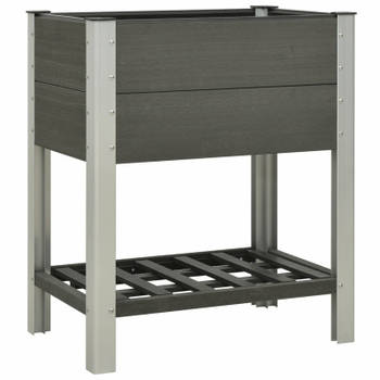 vidaXL Plantenbak verhoogd met schap 75x50x90 cm HKC grijs