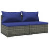 vidaXL 2-delige Loungeset met kussens poly rattan grijs