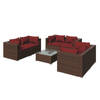 vidaXL 7-delige Loungeset met kussens poly rattan bruin