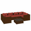 vidaXL 7-delige Loungeset met kussens poly rattan bruin