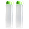 2x stuks kunststof waterflessen 1500 ml transparant met dop groen - Drinkflessen