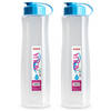 2x stuks kunststof waterflessen 1500 ml transparant met dop blauw - Drinkflessen