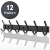 VOLCAN - RVS Wandkapstok Industrieel - Hangend - Moderne Look - 12 Hangers - 3M Tape - Zwart