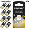 60 Stuks (10 Blisters a 6st) - Rayovac Acoustic Gehoorapparaat batterijen 10 HA10 PR70 ZL4 105mAh 1.4V