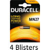 4 Stuks (4 Blisters a 1 st) Duracell MN27 - GP27A - A27 - L828 12V alkaline batterij