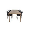 SliderOS eethoek eetkamertafel uitschuifbare tafel lengte cm 170 / 250 rokerig eik en 6 Wrinkles eetkamerstal velours