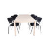 SliderWW eethoek eetkamertafel uitschuifbare tafel lengte cm 170 / 250 eik wit washeded en 6 Arrow eetkamerstal velours