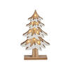 Krist+ decoratie kerstboom - hout - 25 cm - met LED verlichting - Houten kerstbomen