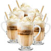 Latte Macchiato Glazen - Koffieglazen - Cappuccino Glazen - Cappuccino Kop -310ML - + Gratis Lepels - Set van 6