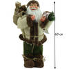 Luxe Afgewerkte Kerst Decoratie Kerstman Staand Creme/Bruin 60cm