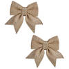 Krist+ Kerstboomversiering strikjes - 2x - champagne - 14 cm - Kersthangers