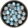Kunststof kerstballen 37x stuks baby blauw 6 cm - Kerstbal